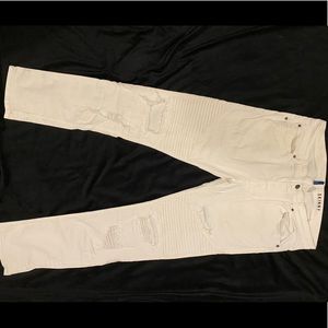 White biker denim